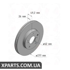 Гальмівний диск передній 277x26 ZIMMERMANN 590281820 (аналог TOYOTA 4351202330 для TOYOTA, LEXUS Auris Corolla 12-)