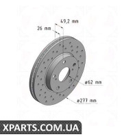 Диск гальмівний 277x26 ZIMMERMANN 590281852 (аналог TOYOTA 4351202330 для TOYOTA, LEXUS AURIS)