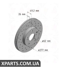 Тормозной диск 277x26  ZIMMERMANN 590281852 (аналог TOYOTA 4351202330 для  TOYOTA, LEXUS AURIS)