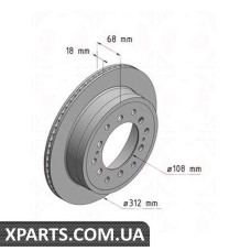 Задний тормозной диск 312x18  ZIMMERMANN 590282120 (аналог TOYOTA 4243160311 для  TOYOTA, LEXUS GX URJ15_ 460)