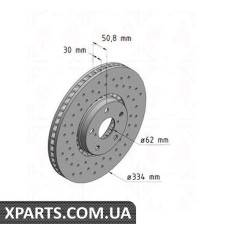 Тормозной диск 334x30  ZIMMERMANN 590282252 (аналог LEXUS 4351622010 для  TOYOTA, LEXUS GS)