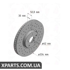 Тормозной диск 334x30  ZIMMERMANN 590282352 (аналог LEXUS 4351222260 для  TOYOTA, LEXUS GS)