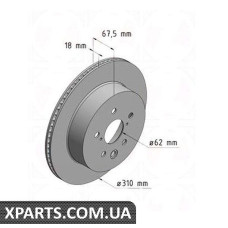 Диск гальмівний 310x18 ZIMMERMANN 590282420 (аналог TOYOTA 4243130290 для TOYOTA, LEXUS GS300430)