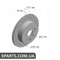 Диск гальмівний 310x18 ZIMMERMANN 590282452 (аналог TOYOTA 4243130290 для TOYOTA, LEXUS GS300430)