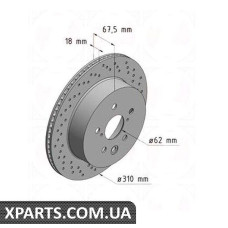 Диск гальмівний 310x18 ZIMMERMANN 590282452 (аналог TOYOTA 4243130290 для TOYOTA, LEXUS GS300430)