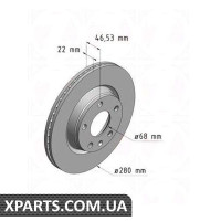 Гальмівний диск 280x22 ZIMMERMANN 600320720 (аналог VAG 8E0615301B для VAG PASSAT 96-00)