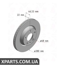 Гальмівний диск 280x22 ZIMMERMANN 600320720 (аналог VAG 8E0615301B для VAG PASSAT 96-00)