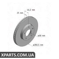 Гальмівний диск 282.5x25 ZIMMERMANN 600320820 (аналог VAG 8E0615301A)