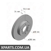 Гальмівний диск 280x24 ZIMMERMANN 600321220 (аналог VAG 701615301F для VAG T4 96- вентил.)