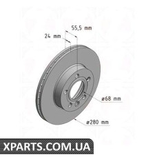 Гальмівний диск 280x24 ZIMMERMANN 600321220 (аналог VAG 701615301F для VAG T4 96- вентил.)