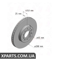 Гальмівний диск 288x25 ZIMMERMANN 600322120 (аналог VAG 1K0615301K)
