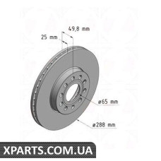 Гальмівний диск 288x25 ZIMMERMANN 600322120 (аналог VAG 1K0615301K)