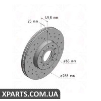 Гальмівний диск Sport/Coat Z 288x25 ZIMMERMANN 600322152 (аналог VAG 1K0615301K)