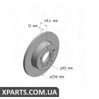 Задній гальмівний диск 256x12 ZIMMERMANN 600322220 (аналог VAG 1K0615601L для VAG Octavia 04-/Caddy 04-)