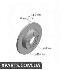 Задній гальмівний диск 256x12 ZIMMERMANN 600322220 (аналог VAG 1K0615601L для VAG Octavia 04-/Caddy 04-)