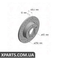 Гальмівний диск 256x12 ZIMMERMANN 600322252 (аналог VAG 1K0615601L для VAG GOLF V)