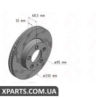 Гальмівний диск Black Z 330x32 ZIMMERMANN 600322454 (аналог PORSCHE 95535140140)