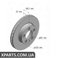 Гальмівний диск передній 330x32 ZIMMERMANN 600322520 (аналог PORSCHE 95535140240 для VAG Touareg 3.0/3.6 V6)