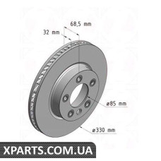 Тормозной диск передний 330x32  ZIMMERMANN 600322520 (аналог PORSCHE 95535140240 для  VAG Touareg 3.0/3.6 V6)