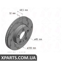 Гальмівний диск Black Z 330x32 ZIMMERMANN 600322555 (аналог PORSCHE 95535140240)