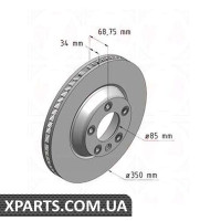 Гальмівний диск передній 350x34 ZIMMERMANN 600322720 (аналог PORSCHE 95535140250 для VAG Q7 3.0TDI/Porsce)