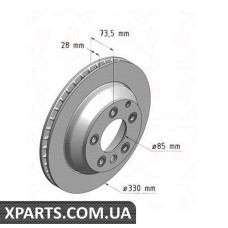 Задний тормозной диск 330x28  ZIMMERMANN 600322920 (аналог PORSCHE 95535240130 для  VAG Touareg 11.02-/ Porsche Cay)