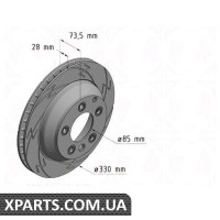 Тормозний диск Black Z 330x28 ZIMMERMANN 600322955 (аналог PORSCHE 95535240130)