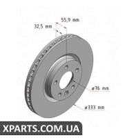 Гальмівний диск передній 333x32.5 ZIMMERMANN 600323120 (аналог VAG 7H0615301F для VAG Multivan Transporter 03)