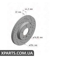 Гальмівний диск 294x22 ZIMMERMANN 600323252 (аналог VAG 7H0615601B для VAG T5)