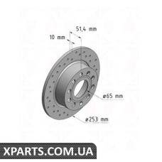 Гальмівний диск SPORT BRAKE 255x10 ZIMMERMANN 600323452 (аналог VAG 1K0615601K)