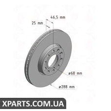 Гальмівний диск 288x25 ZIMMERMANN 600323620 (аналог VAG 4B0615301B)