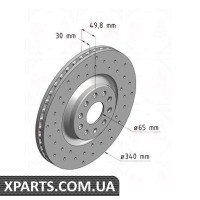 Гальмівний диск з перфорацією 340x30 ZIMMERMANN 600324352 (аналог VAG 8S0615301)