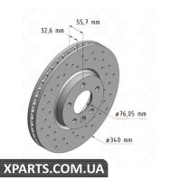Гальмівний диск 340x32.6 ZIMMERMANN 600324952 (аналог VAG 7E0615301C для VAG T5)