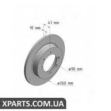 Тормозной диск 260x10  ZIMMERMANN 610119820 (аналог MITSUBISHI MR913846 для  VOLVO S40V40 95-03)