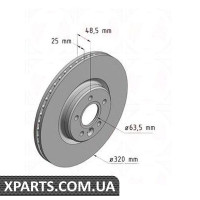 Гальмівний диск ZIMMERMANN 610372220 (аналог VOLVO 31341644 для VOLVO V40)