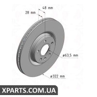 Гальмівний диск 322x28 ZIMMERMANN 610372520 (аналог VOLVO 31423724 для VOLVO S90 II)