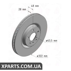 Гальмівний диск 322x28 ZIMMERMANN 610372520 (аналог VOLVO 31423724 для VOLVO S90 II)